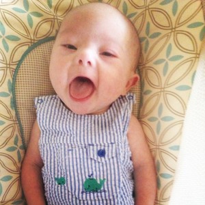 Happy baby with Down syndrome