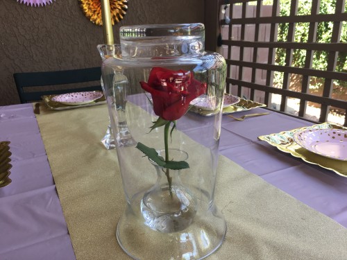 floating rose beauty and the beast birthday party themed be our guest
